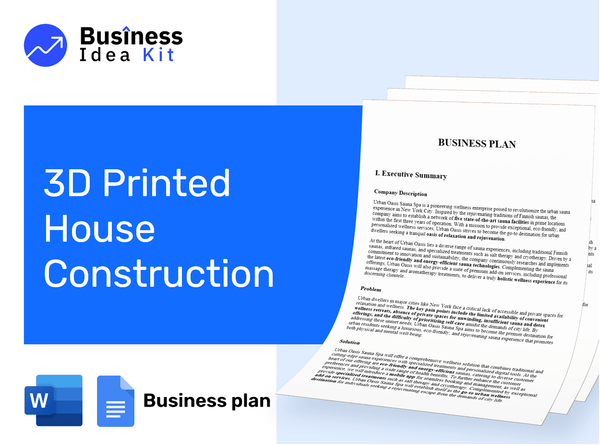 3D Printed House Construction Business Plan Example