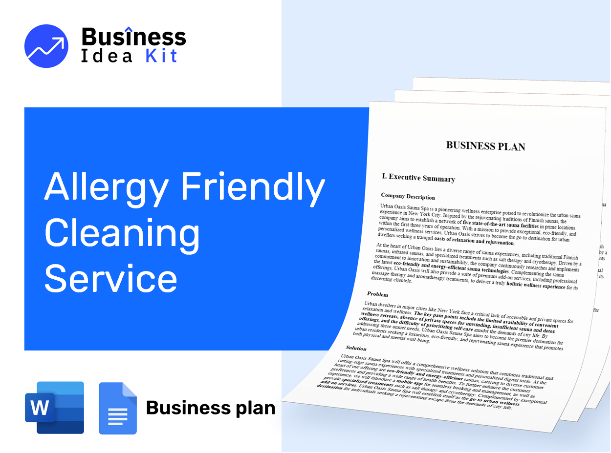 Allergy Friendly Cleaning Service Business Plan Example