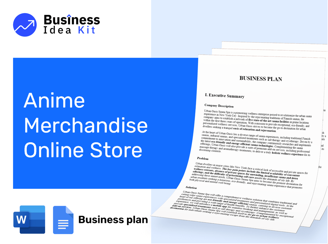 Anime Merchandise Online Store Business Plan Example