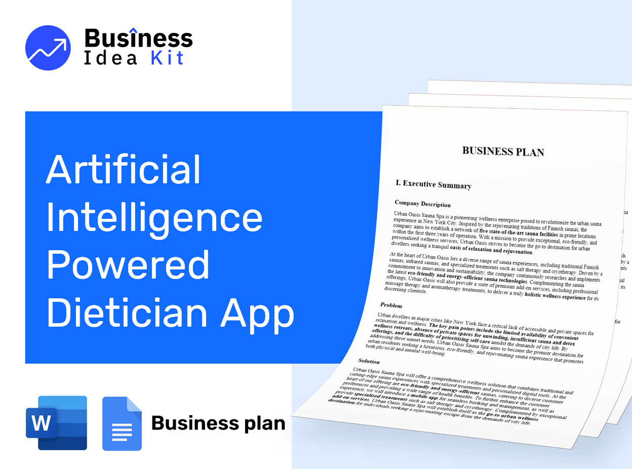 Artificial Intelligence Powered Dietician App Business Plan Example