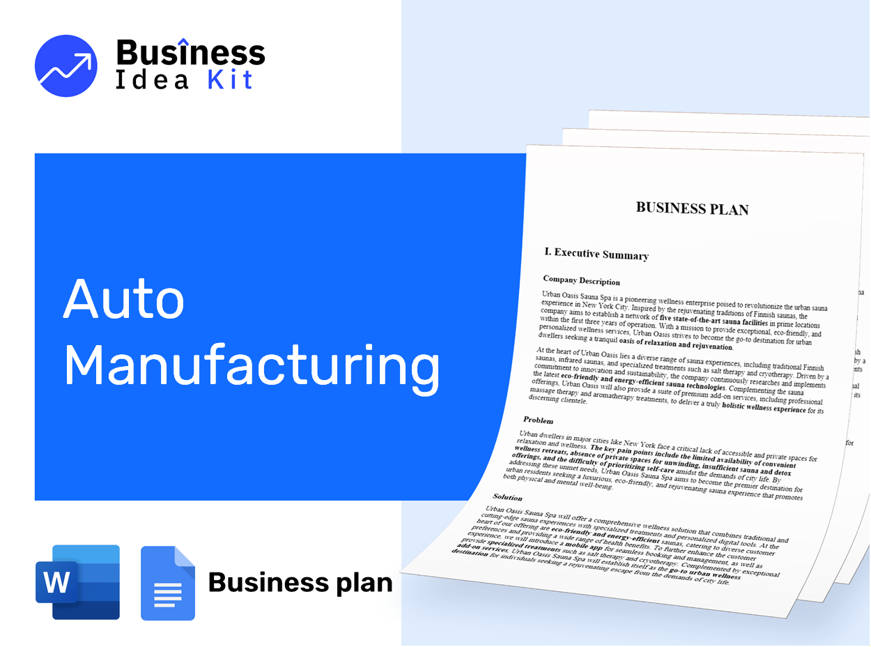 Auto Manufacturing Business Plan Example