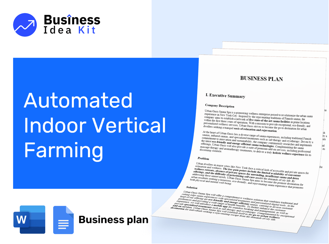Automated Indoor Vertical Farming Business Plan Example