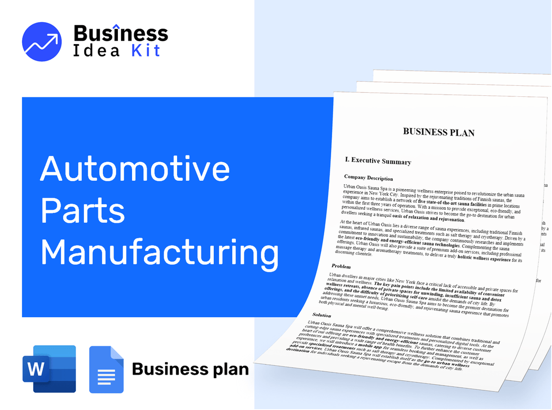 Automotive Parts Manufacturing Business Plan Example