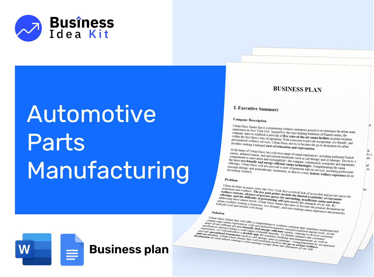 Automotive Parts Manufacturing Business Plan Example