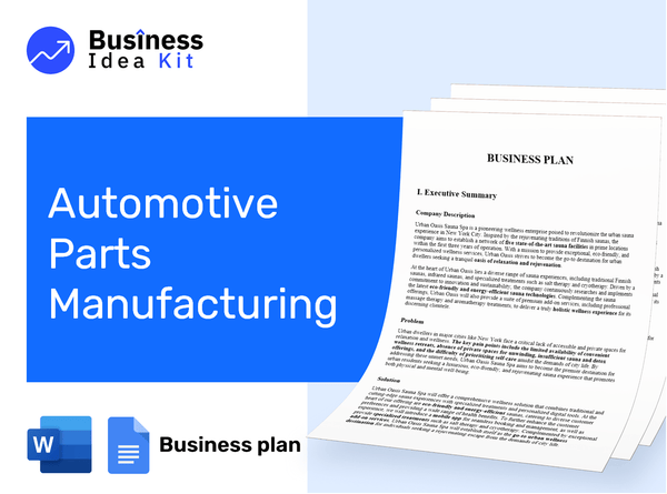 Automotive Parts Manufacturing Business Plan Example