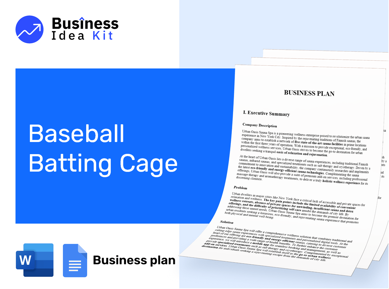 Baseball Batting Cage Business Plan Example