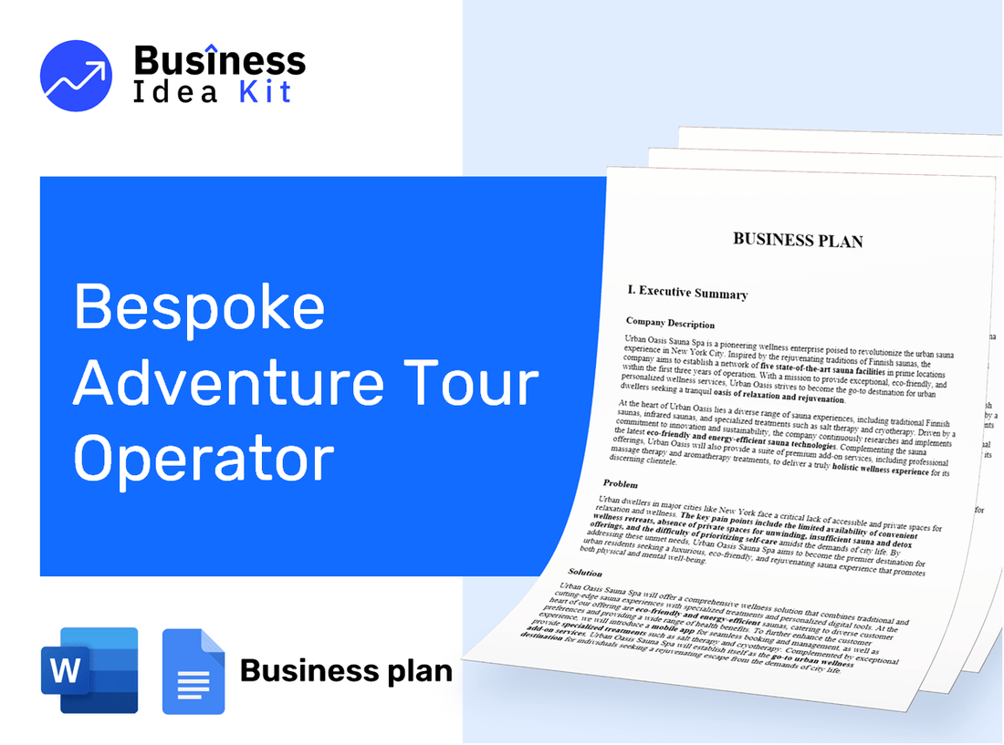 Bespoke Adventure Tour Operator Business Plan Example