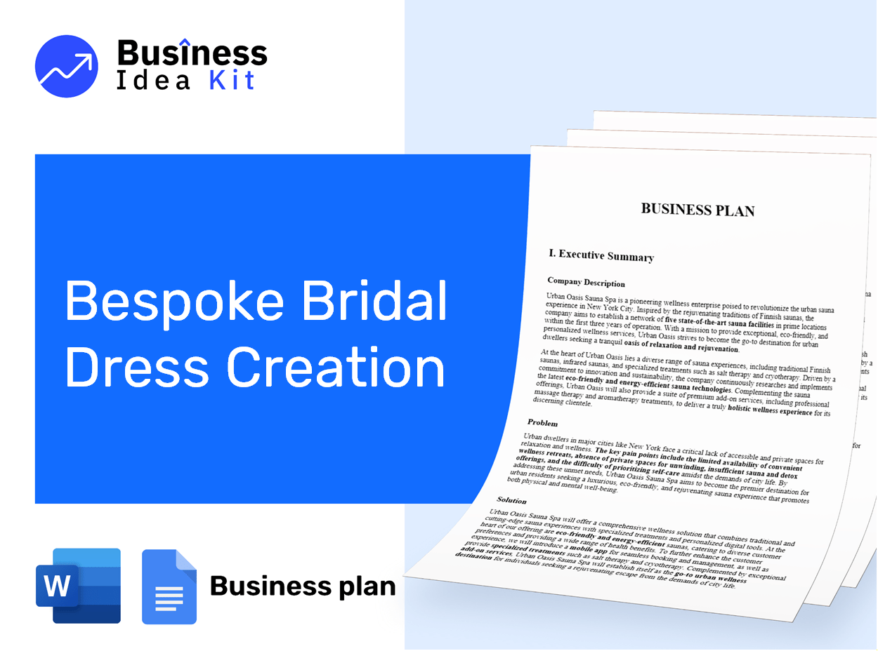 Bespoke Bridal Dress Creation Business Plan Example