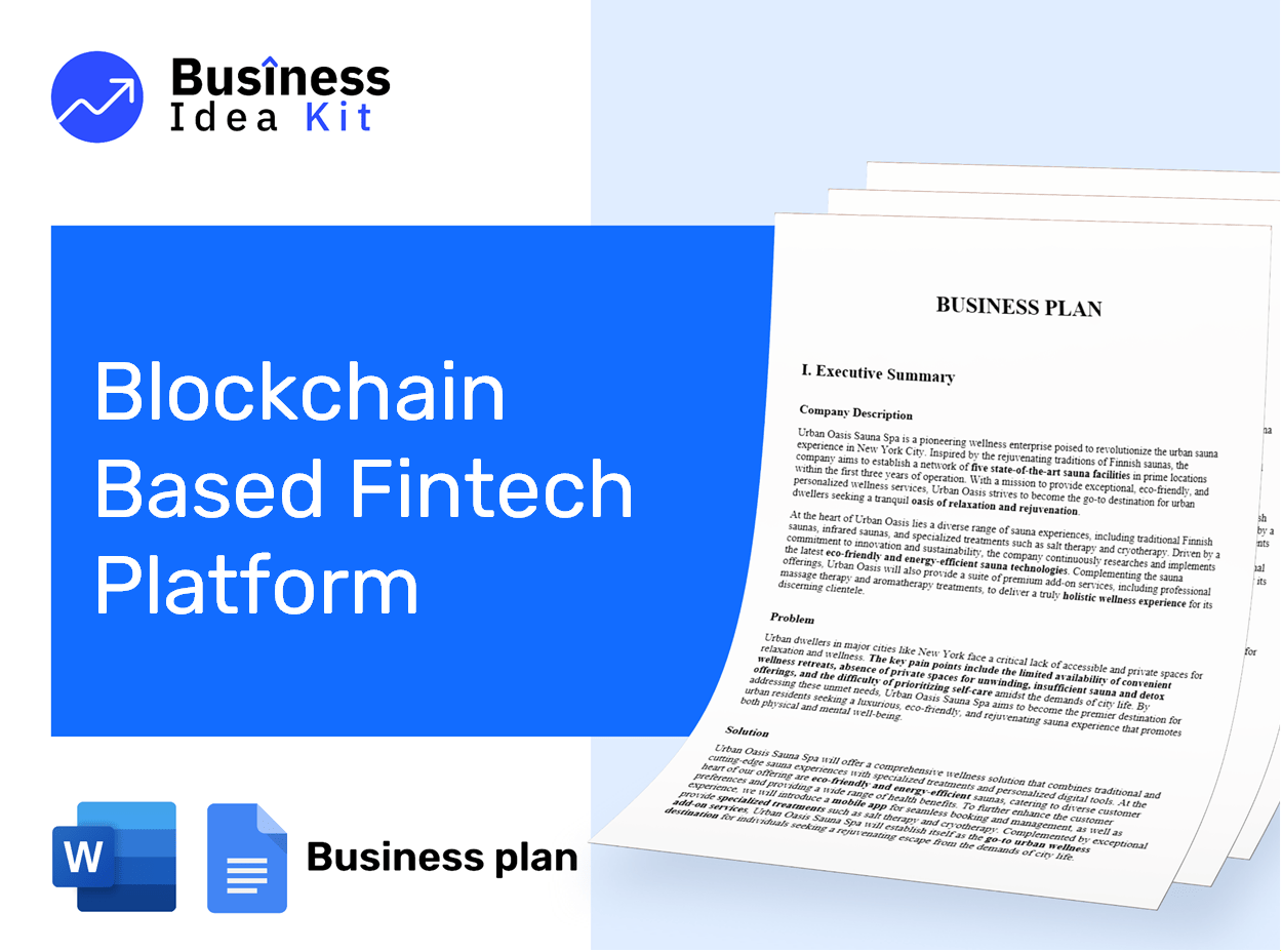 Blockchain Based Fintech Platform Business Plan Example