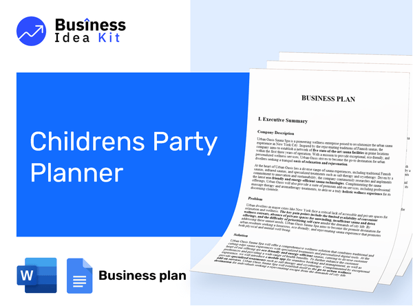 Childrens Party Planner Business Plan Example