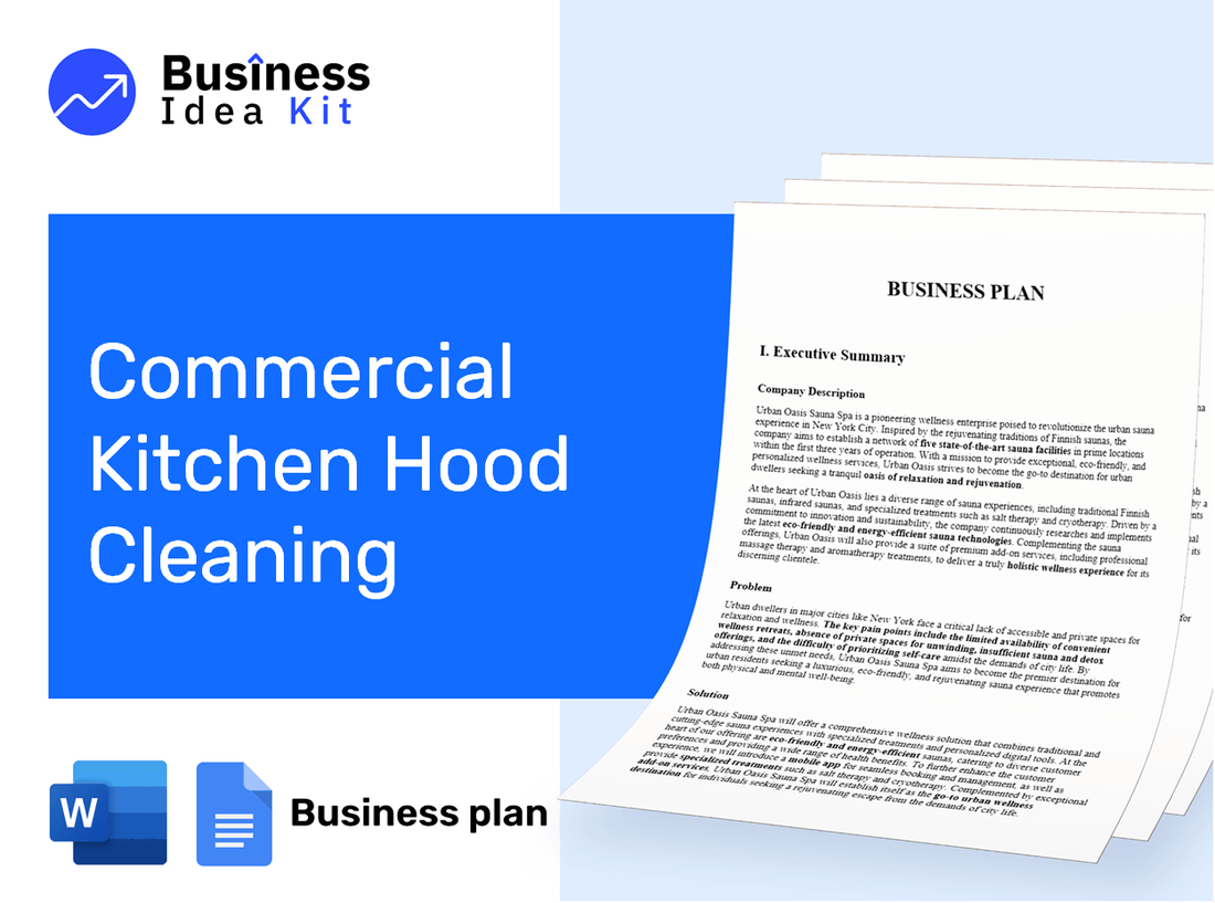 Commercial Kitchen Hood Cleaning Business Plan Example