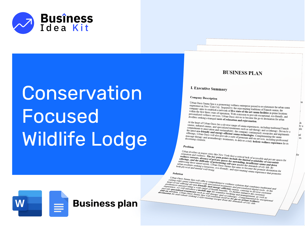 Conservation Focused Wildlife Lodge Business Plan Example