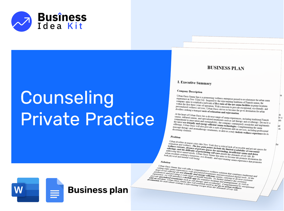 Counseling Private Practice Business Plan Example