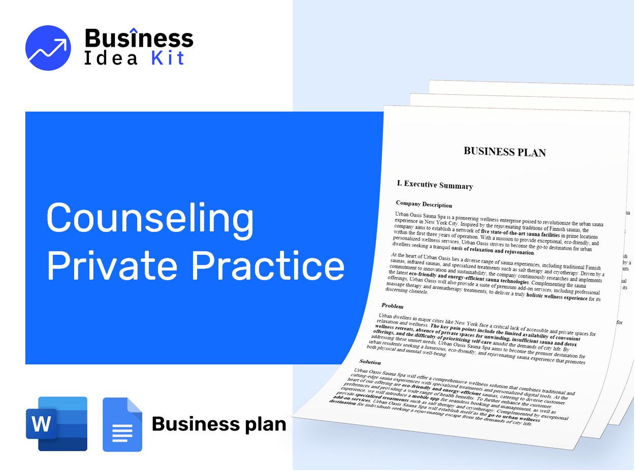 Counseling Private Practice Business Plan Example