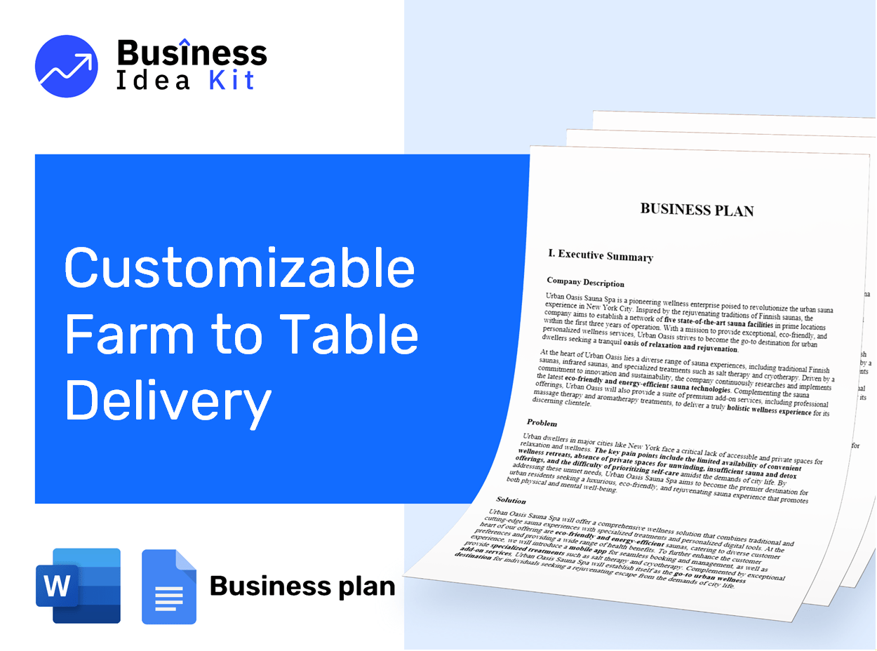 Customizable Farm To Table Delivery Business Plan Example