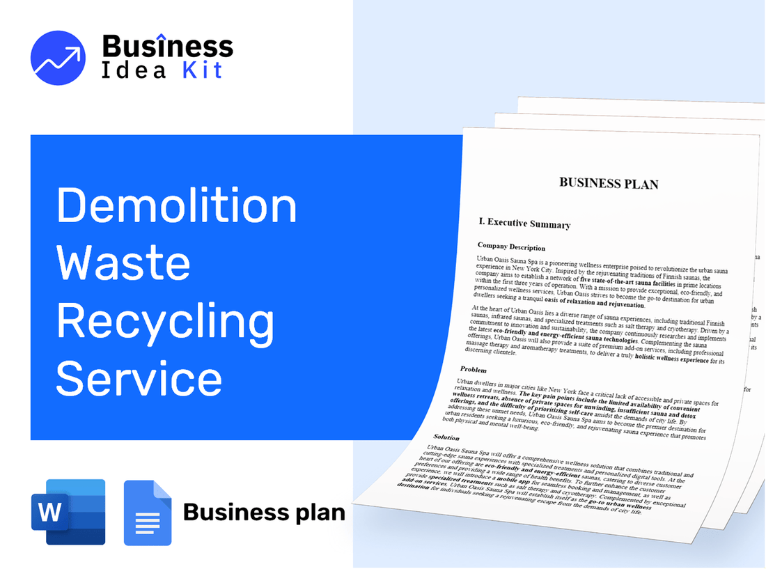 Demolition Waste Recycling Service Business Plan Example
