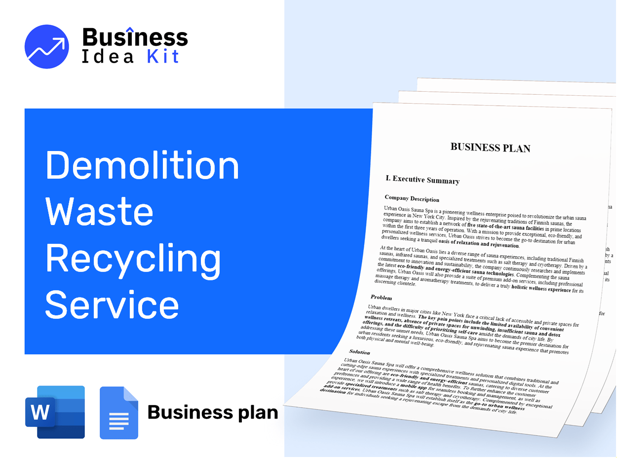 Demolition Waste Recycling Service Business Plan Example