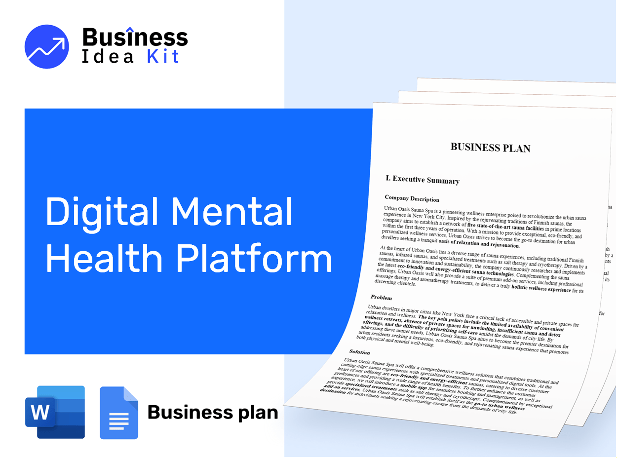 Digital Mental Health Platform Business Plan Example