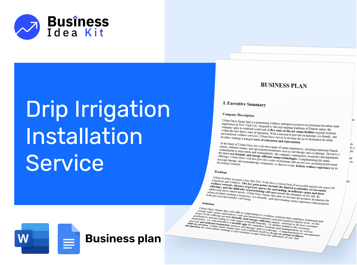 Drip Irrigation Installation Service Business Plan Example