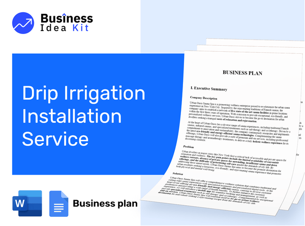 Drip Irrigation Installation Service Business Plan Example