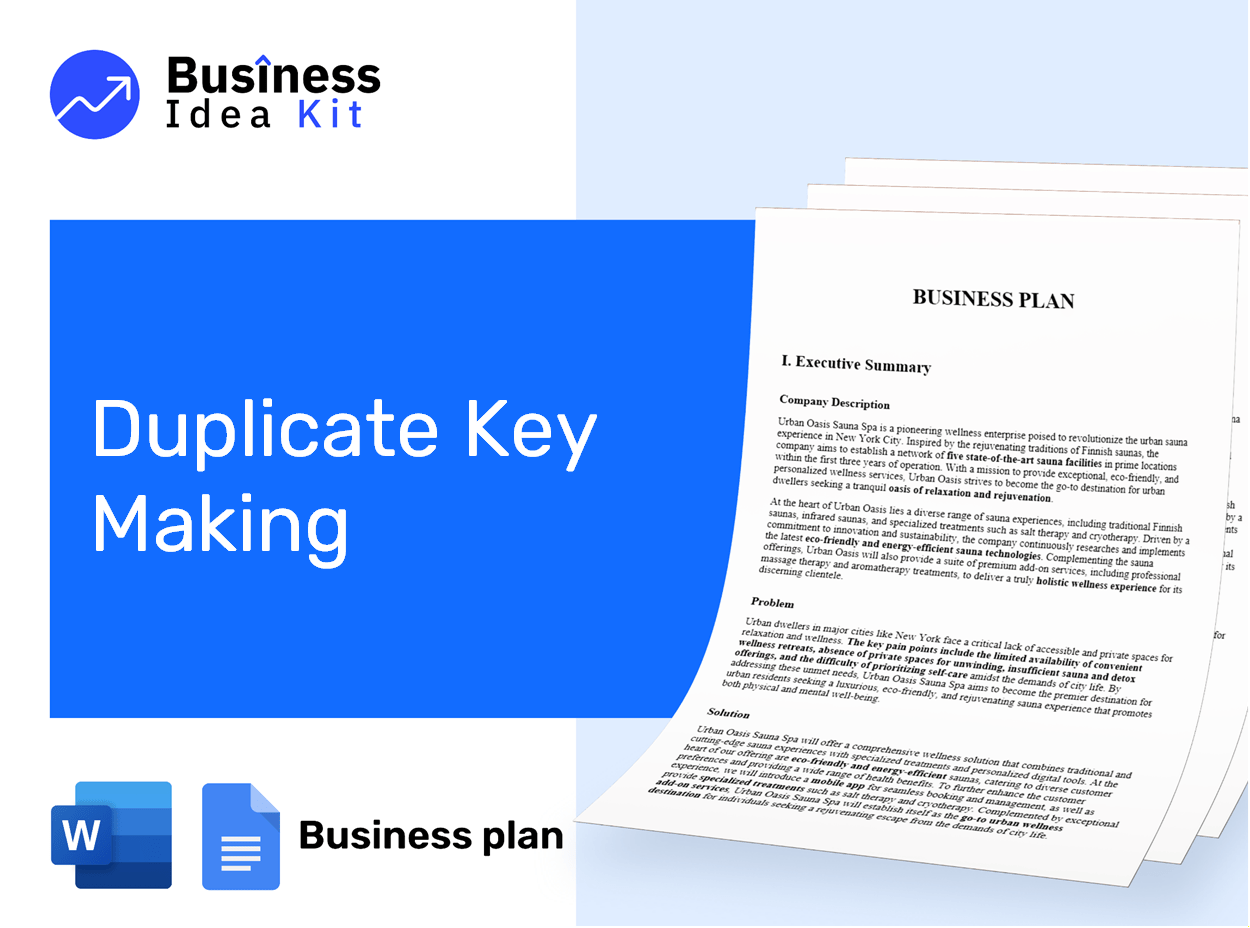Duplicate Key Making Business Plan Example