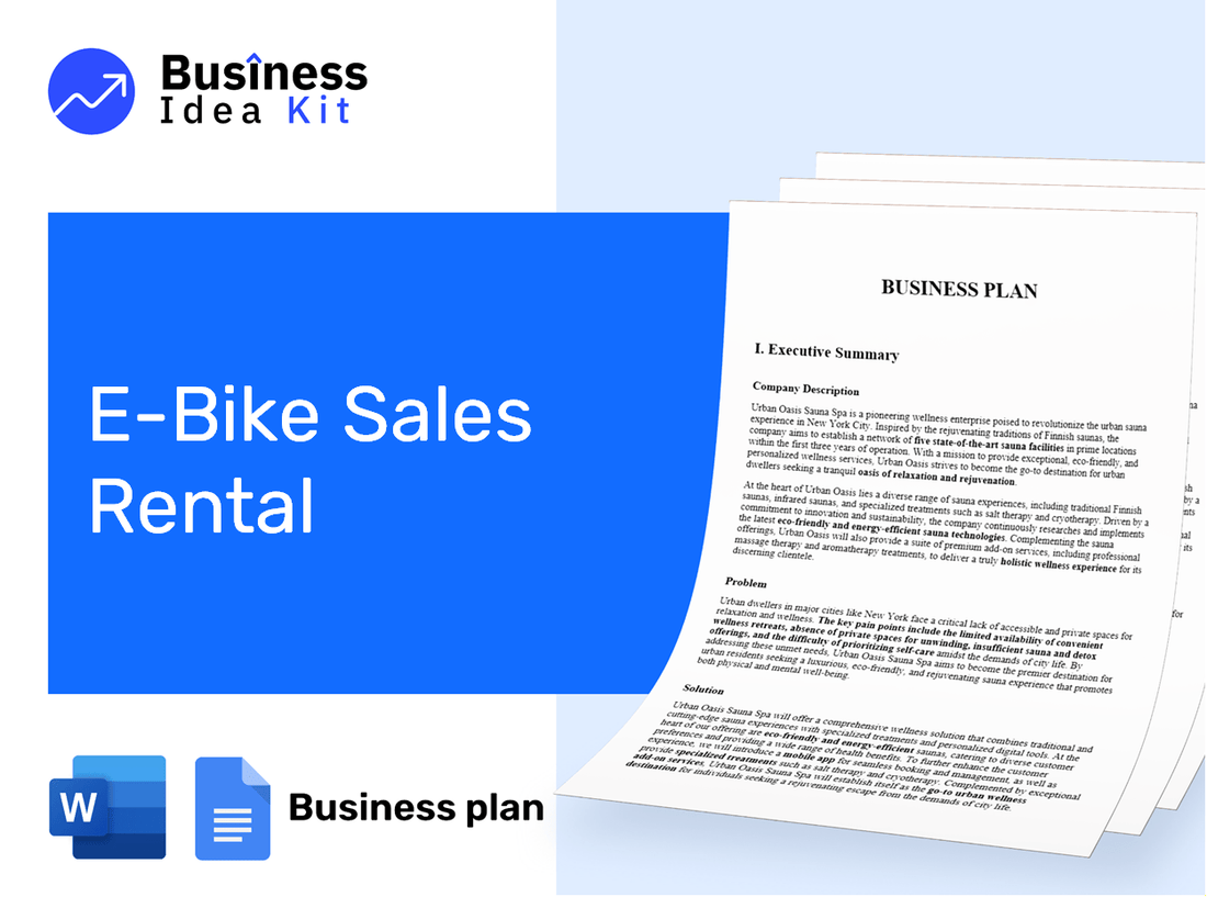 E Bike Sales Rental Business Plan Example