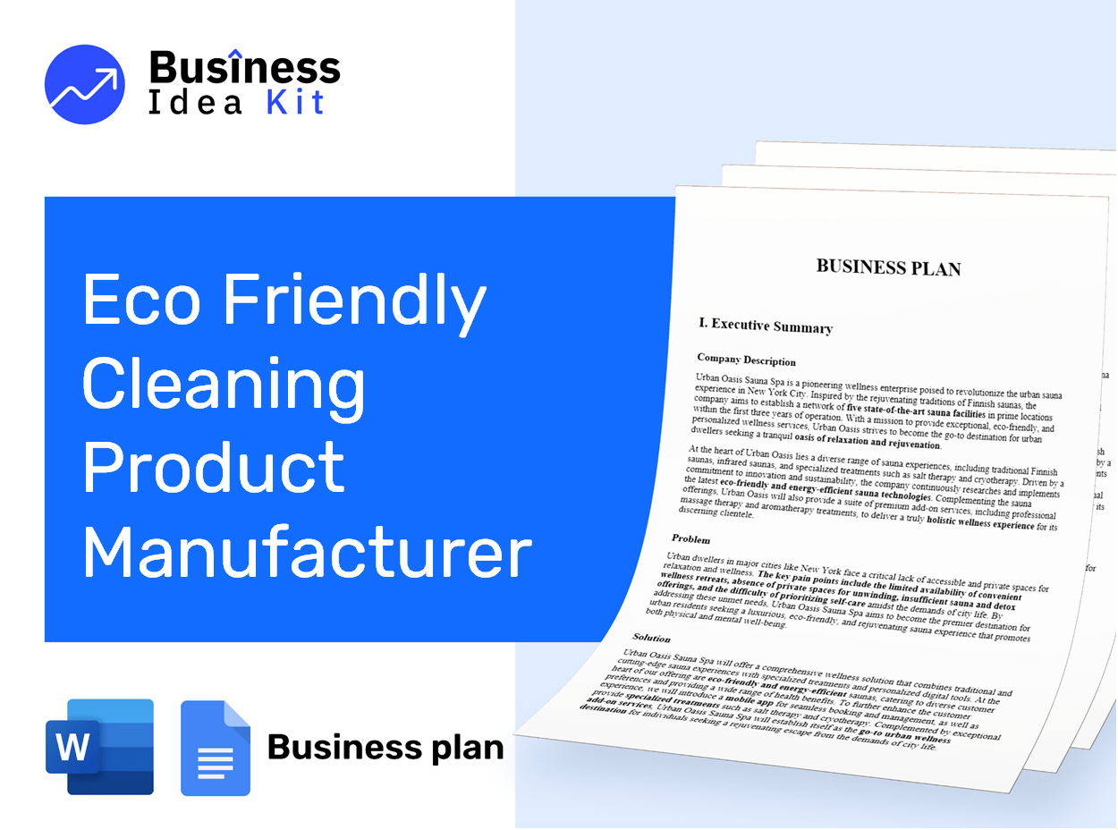 Eco Friendly Cleaning Product Manufacturer Business Plan Example