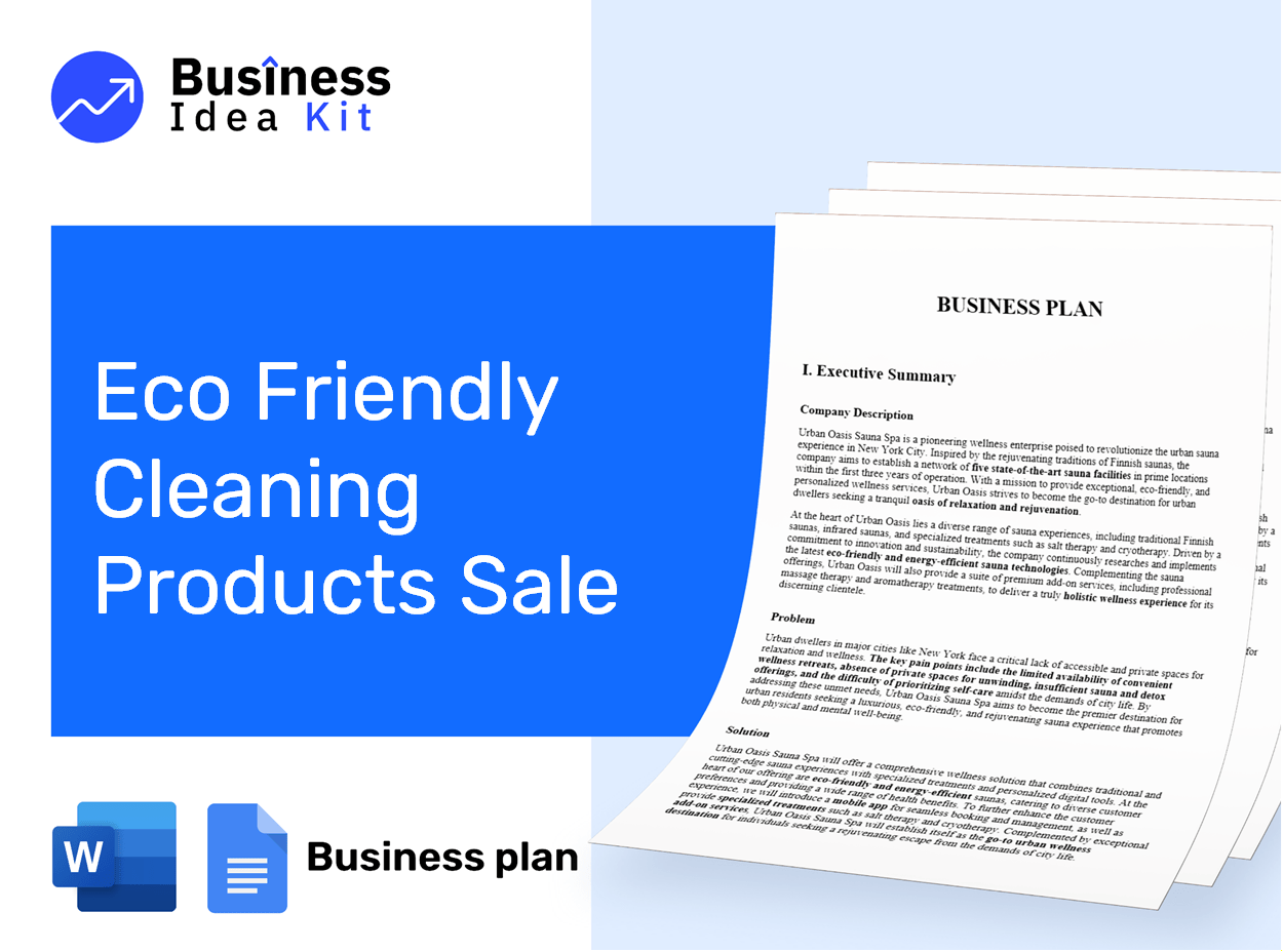 Eco Friendly Cleaning Products Sale Business Plan Example
