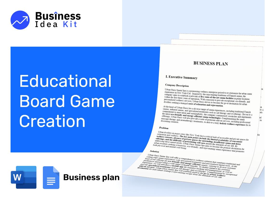 Educational Board Game Creation Business Plan Example