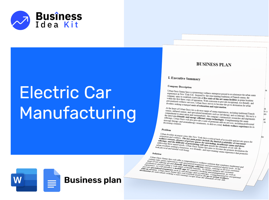 Electric Car Manufacturing Business Plan Example