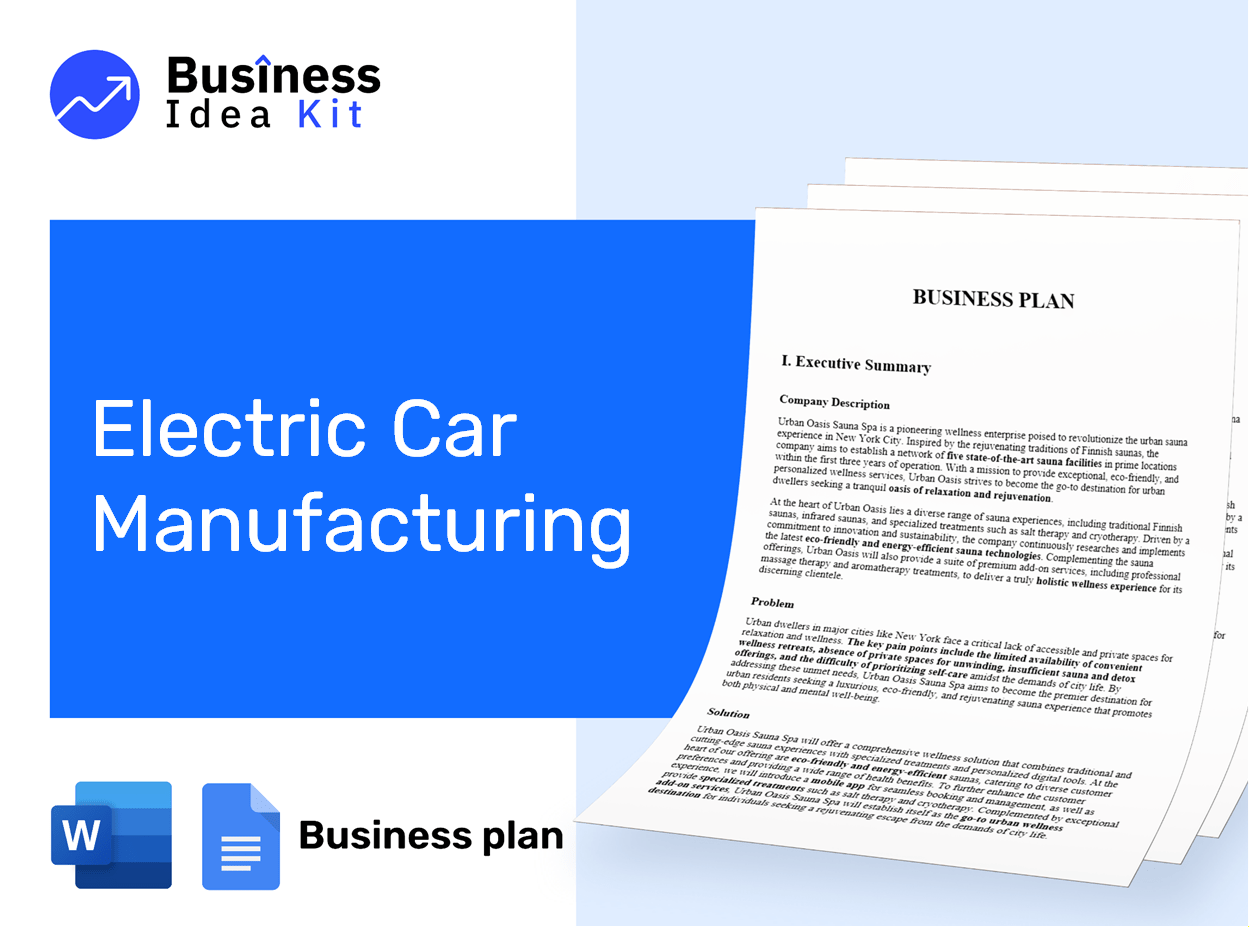 Electric Car Manufacturing Business Plan Example