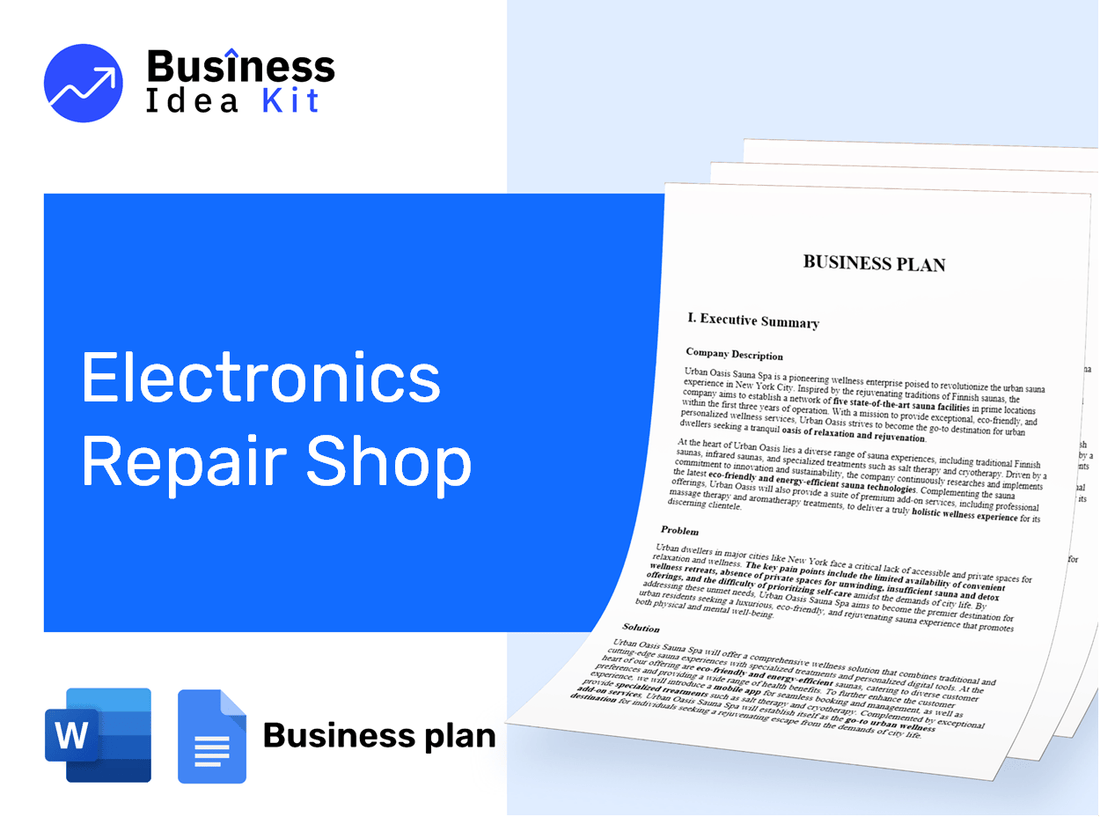 Electronics Repair Shop Business Plan Example