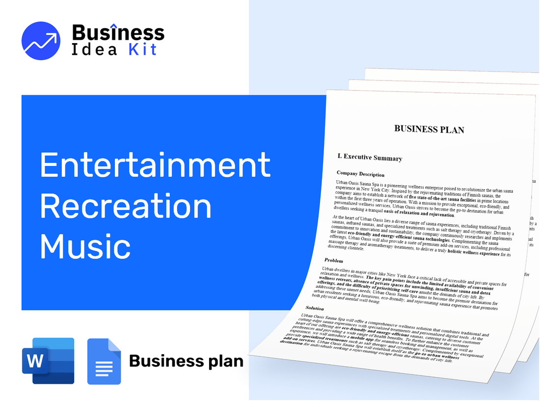 Entertainment Recreation Music Business Plan Example