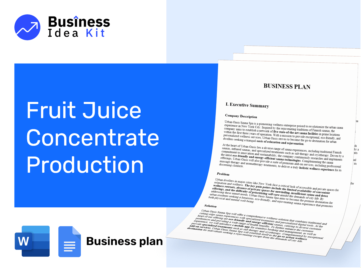 Fruit Juice Concentrate Production Business Plan Example