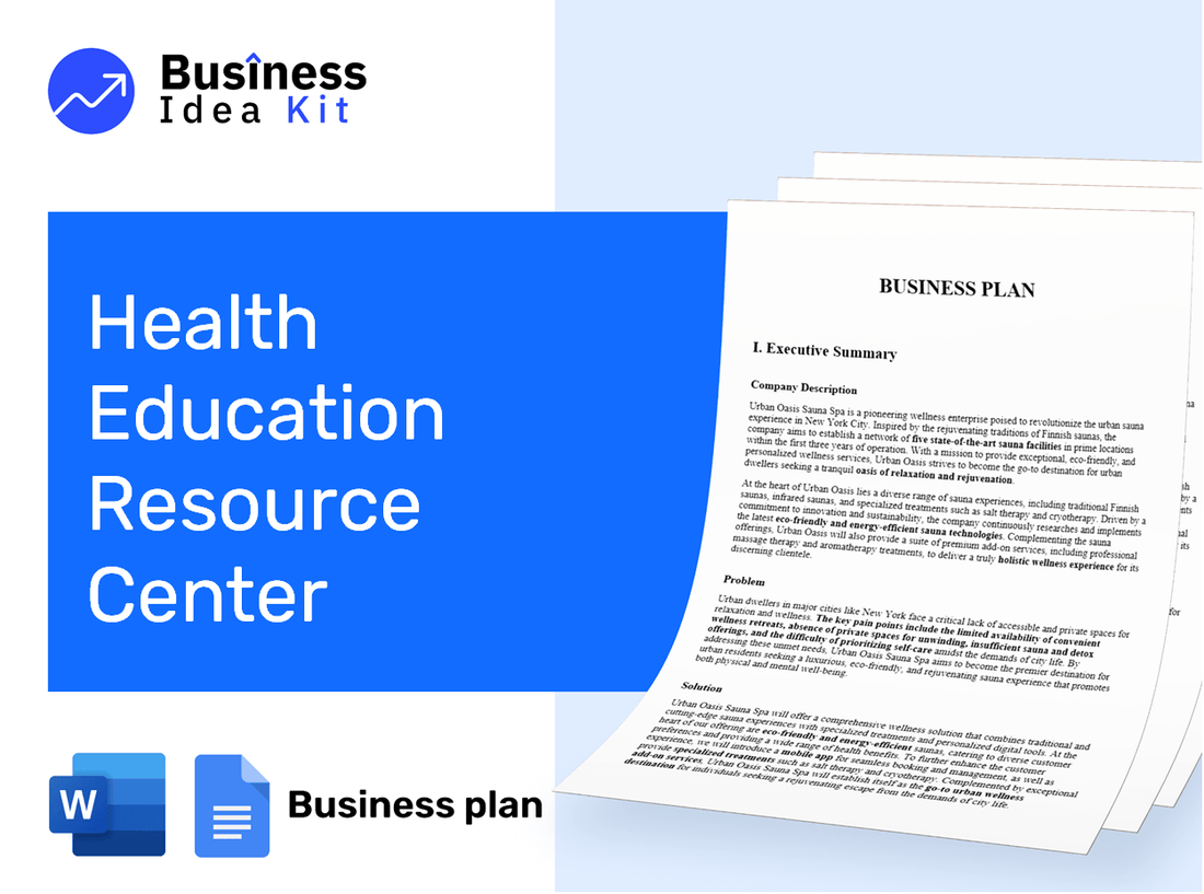 Health Education Resource Center Business Plan Example