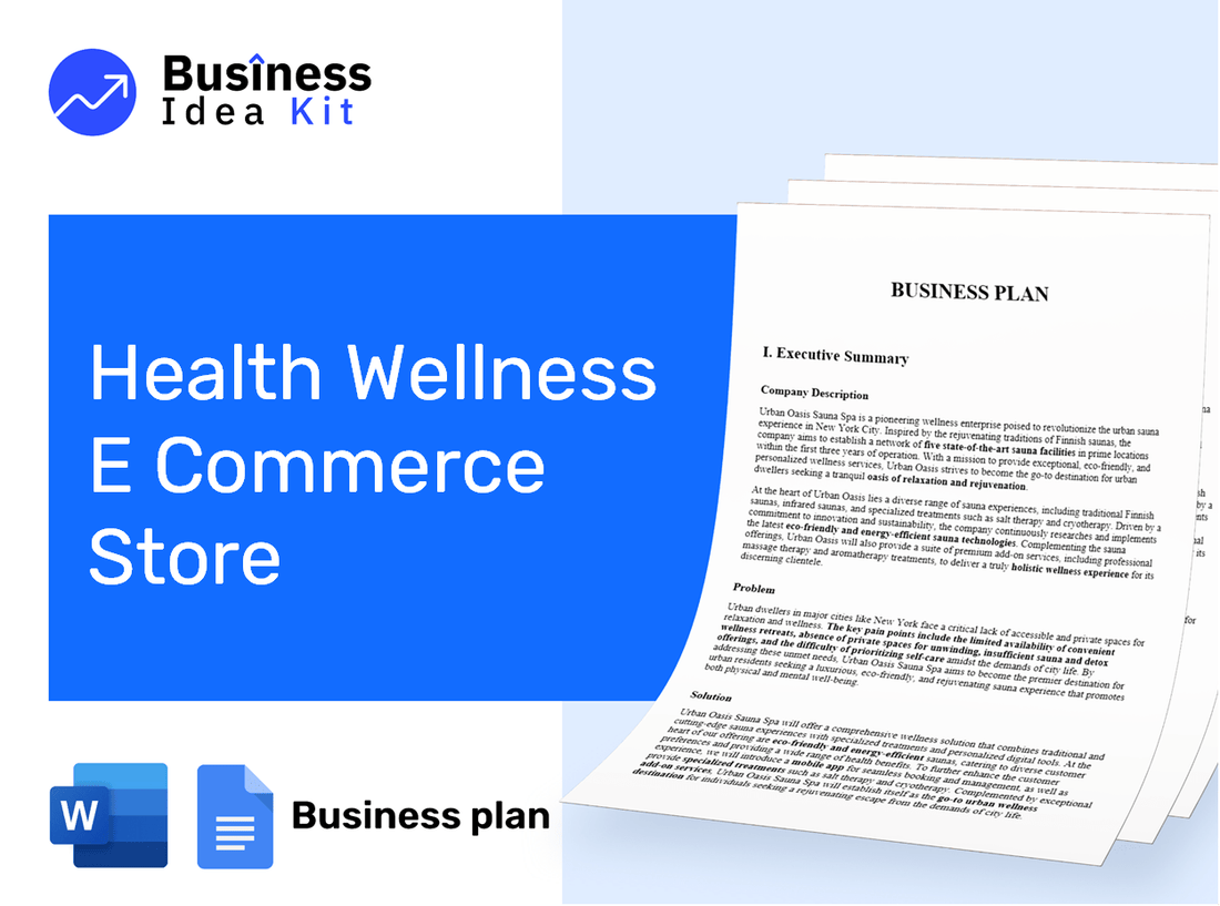Health Wellness E Commerce Store Business Plan Example