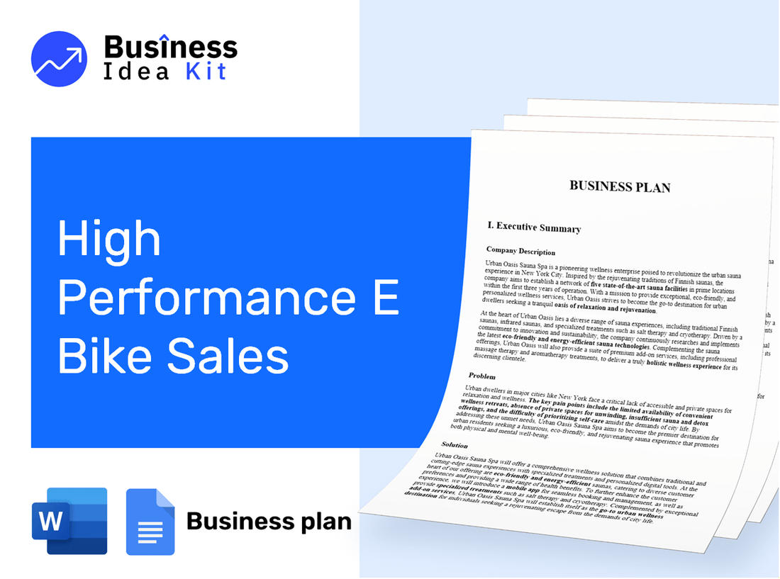 High Performance E Bike Sales Business Plan Example