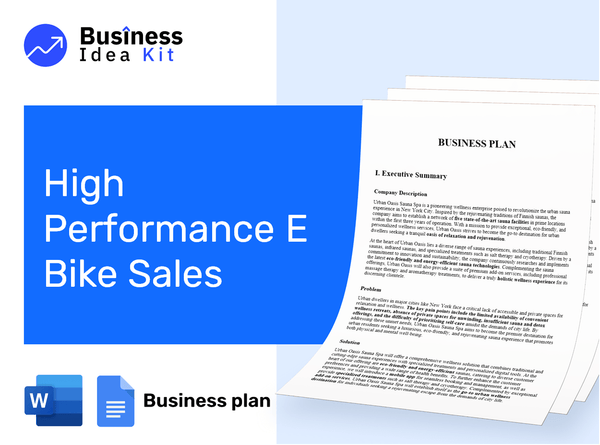 High Performance E Bike Sales Business Plan Example
