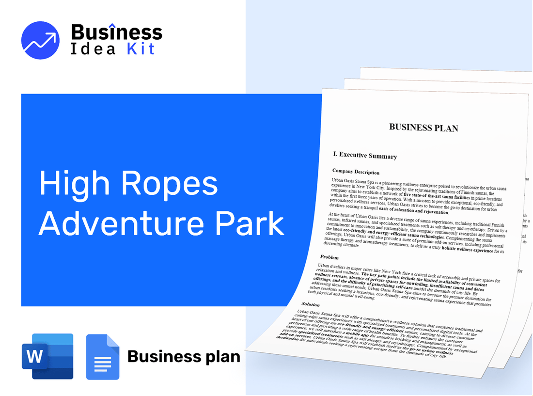 High Ropes Adventure Park Business Plan Example