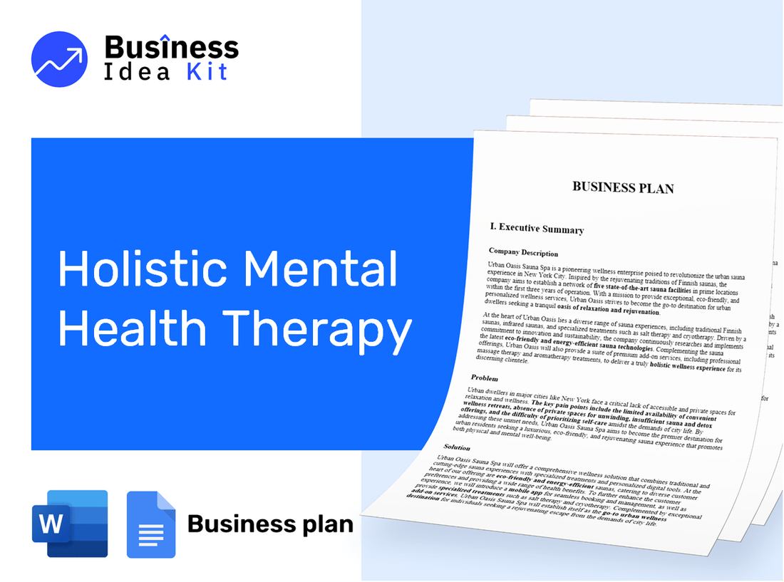 Holistic Mental Health Therapy Business Plan Example