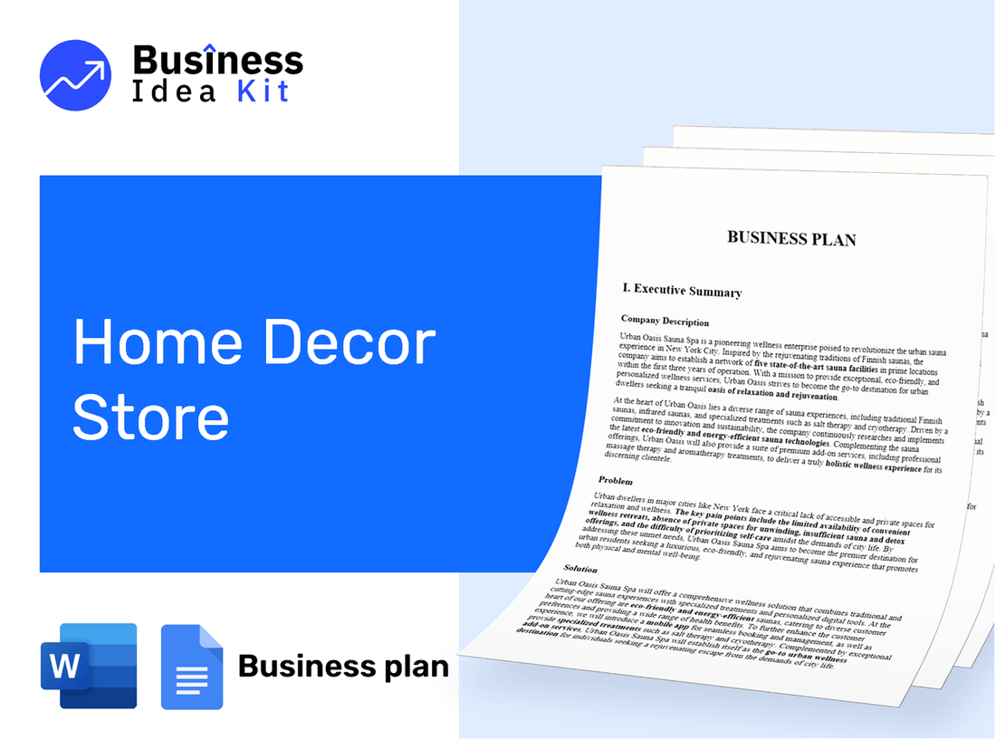 Home Decor Store Business Plan Example