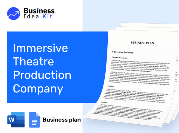 Immersive Theatre Production Company Business Plan Example