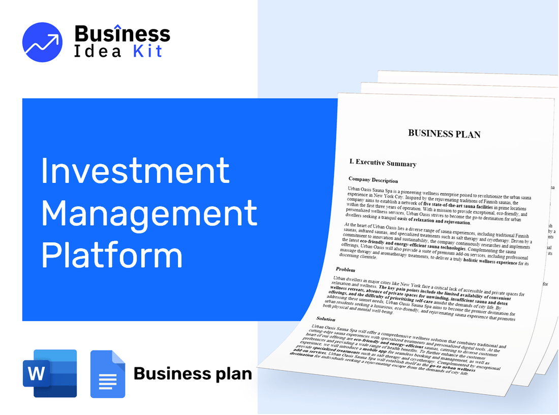 Investment Management Platform Business Plan Example