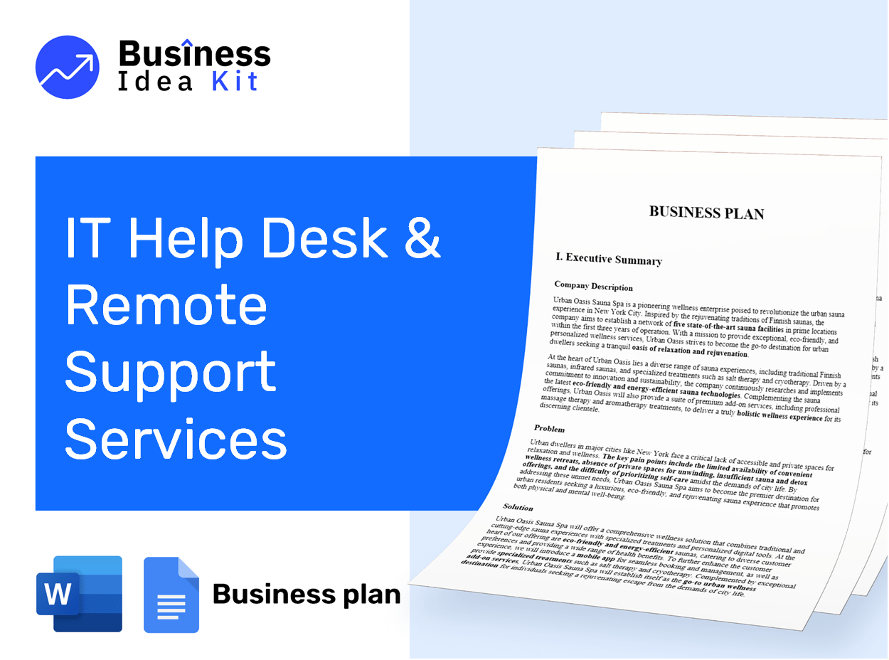 It Help Desk And Remote Support Services Business Plan Example