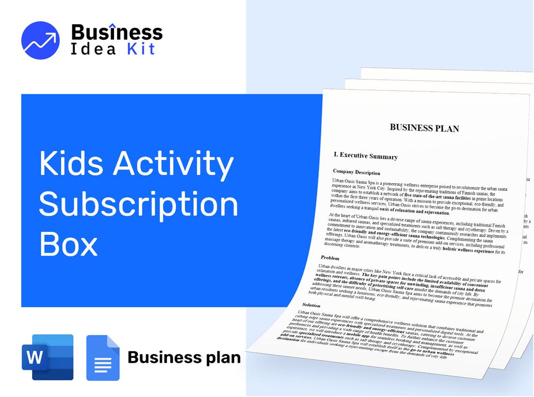 Kids Activity Subscription Box Business Plan Example