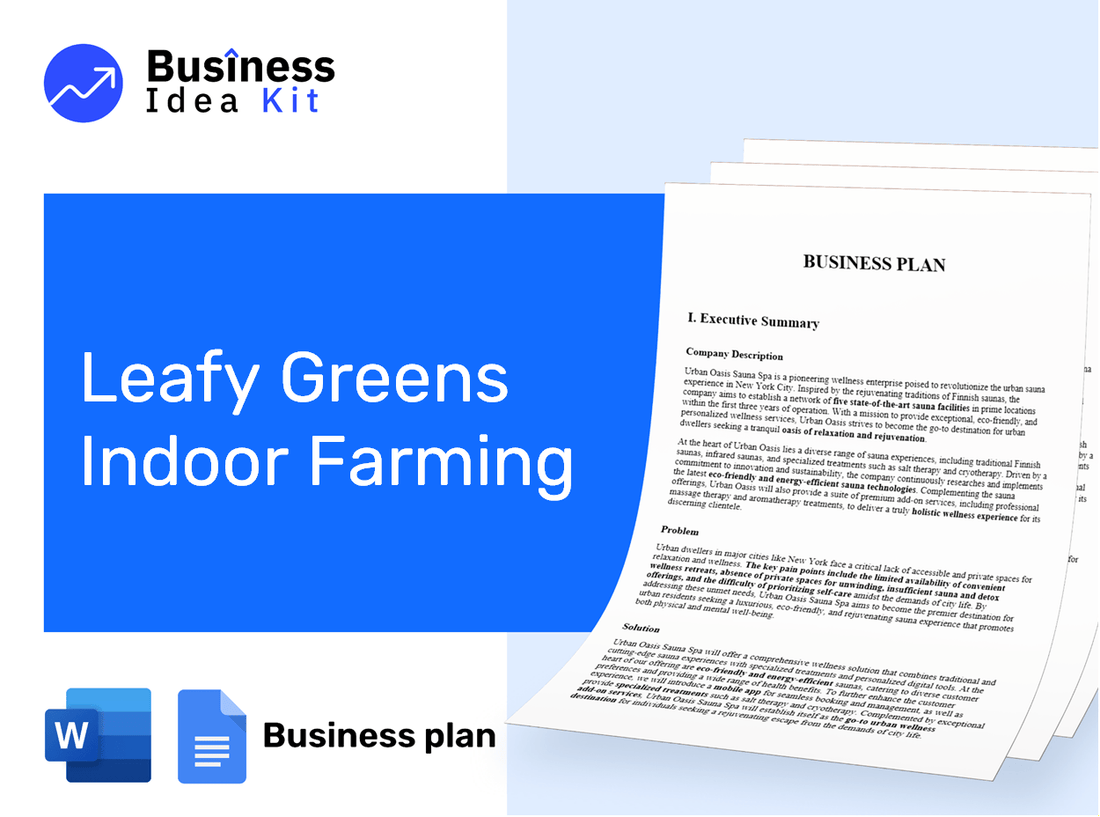 Leafy Greens Indoor Farming Business Plan Example