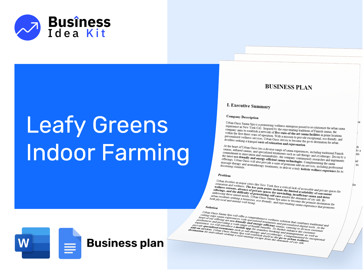 Leafy Greens Indoor Farming Business Plan Example