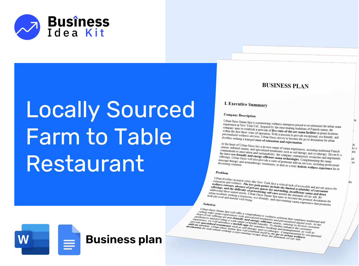 Locally Sourced Farm To Table Restaurant Business Plan Example