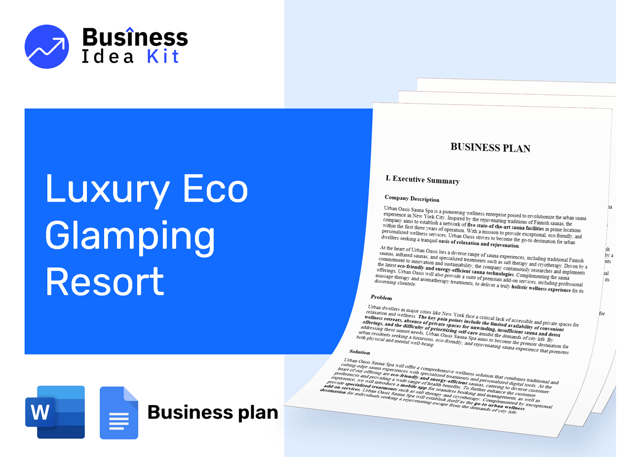 Luxury Eco Glamping Resort Business Plan Example