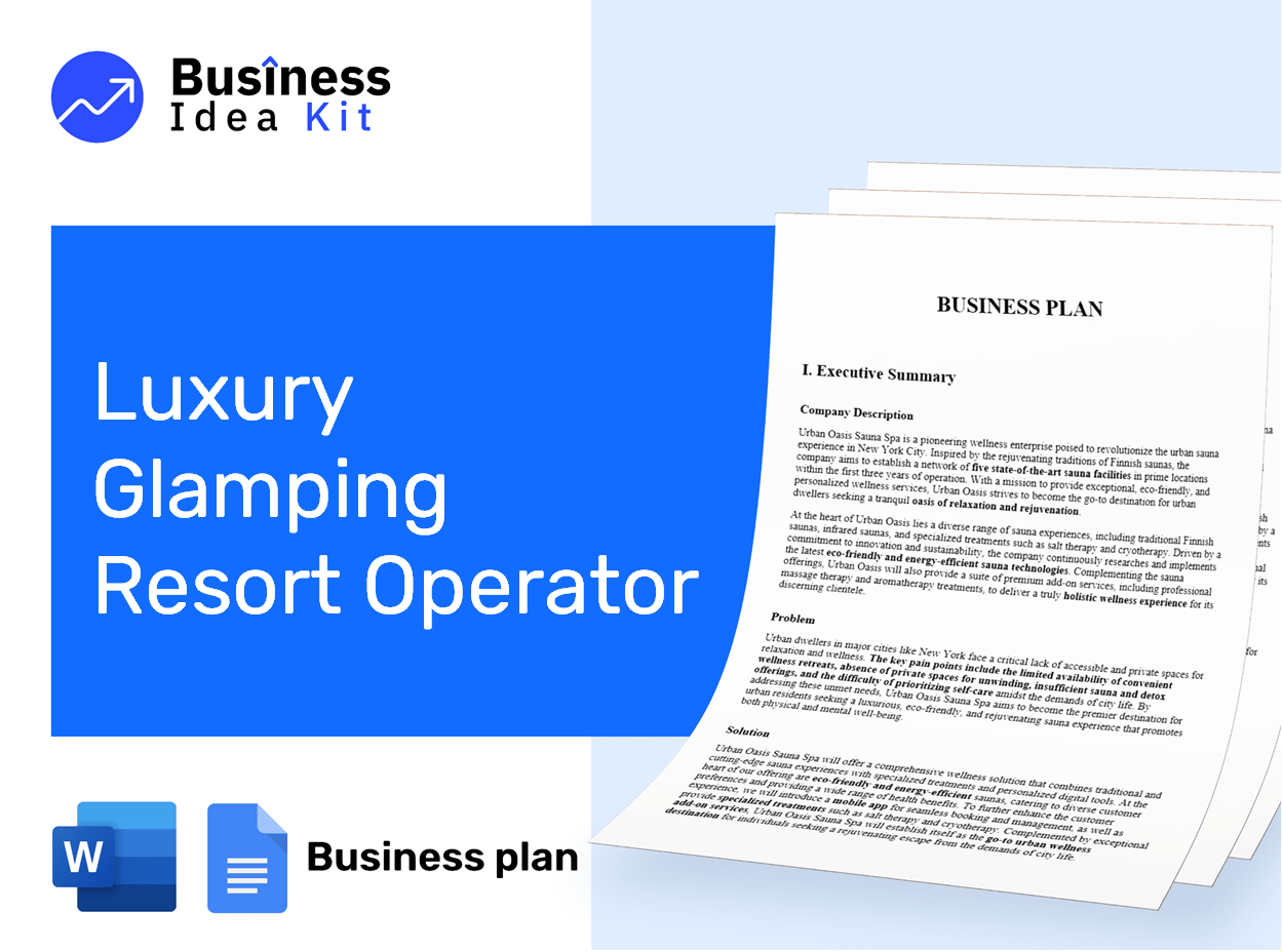 Luxury Glamping Resort Operator Business Plan Example